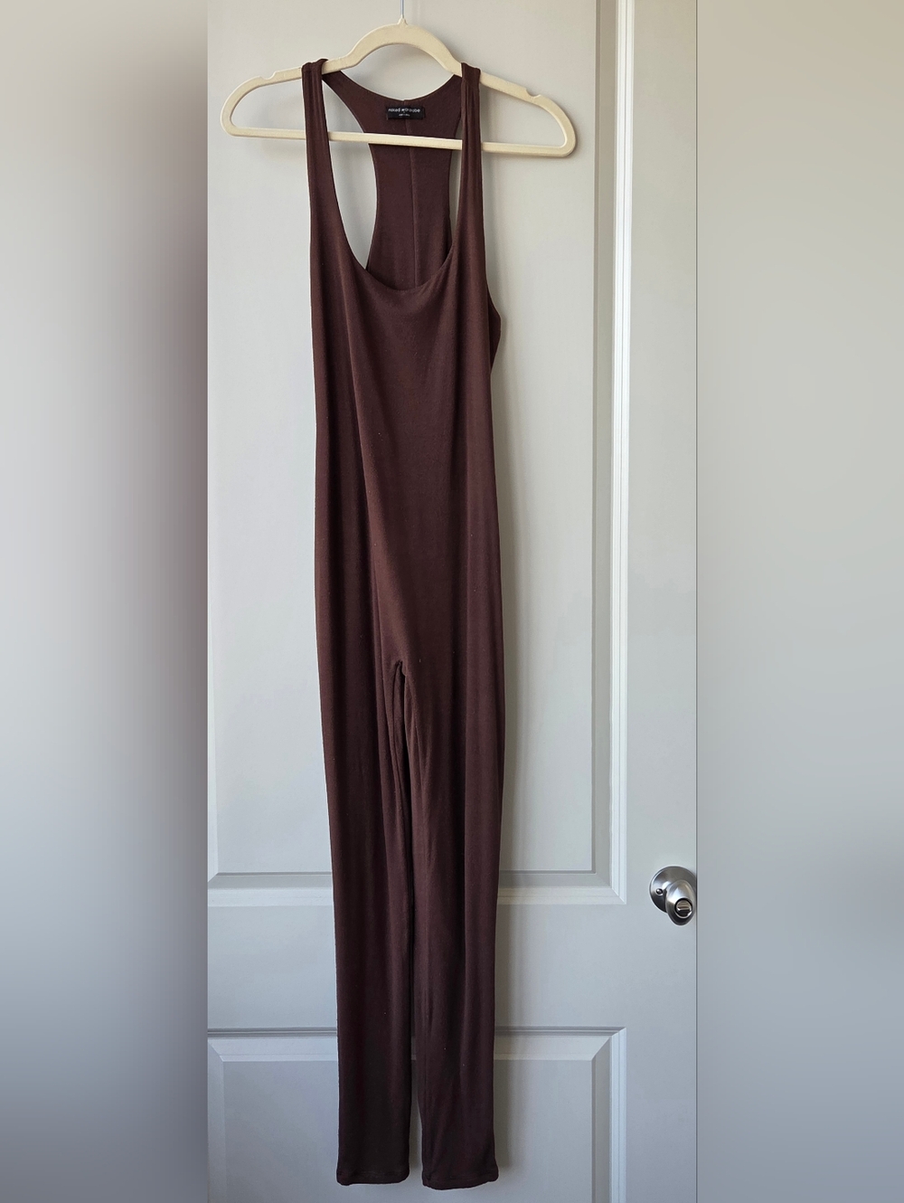Naked Wardrobe Brown Racerback Jumpsuit